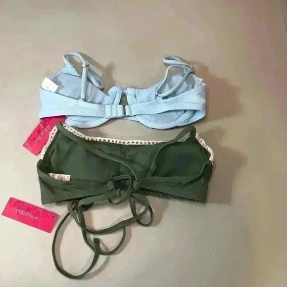 BUNDLE Crochet Bralette Bikini Tops Xhilaration Sage Green and blue Medium NWT - Picture 6 of 16